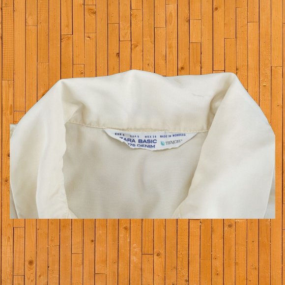 Zara Basic Z1975 Denim Womens S White Long Sleeve Button Front Shirt Relaxed - Picture 5 of 5